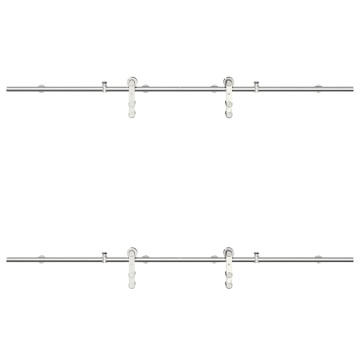 Set piese pentru ușă glisantă, argintiu, 183 cm oțel inoxidabil - Img 5