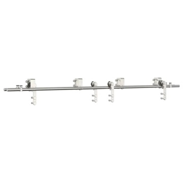 Set piese pentru ușă glisantă, argintiu, 200 cm oțel inoxidabil - Img 2