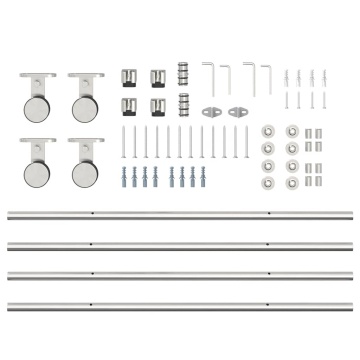 Set piese pentru ușă glisantă, argintiu, 200 cm oțel inoxidabil - Img 7