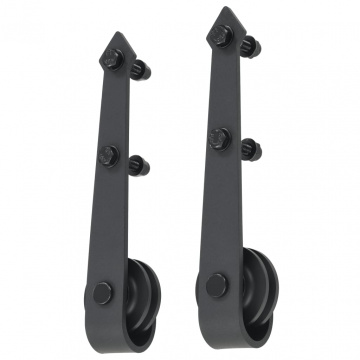 Set piese pentru ușă glisantă, negru, 183 cm, oțel - Img 4