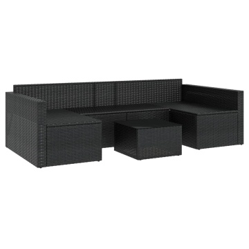 Set șezlonguri de grădină, 2 piese, cu perne, negru, poliratan - Img 6