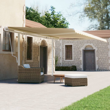 Set stâlp pentru copertină, alb, 600x245 cm, fier - Img 1