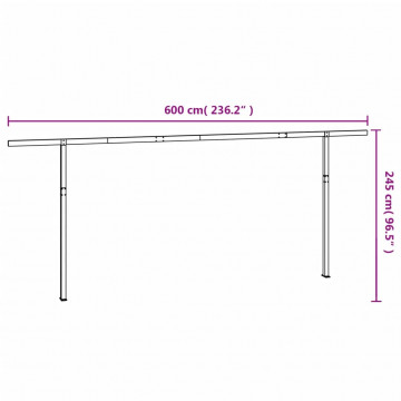 Set stâlp pentru copertină, alb, 600x245 cm, fier - Img 6