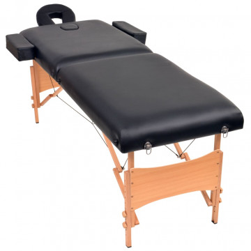 Set taburet și masă masaj pliabilă 2 zone, 10 cm grosime, negru - Img 2