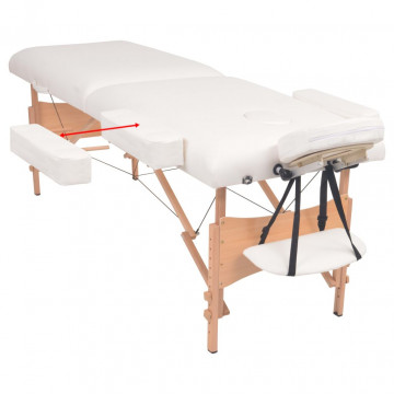 Set taburet și masă masaj pliabilă 2 zone, grosime 10 cm, alb - Img 3