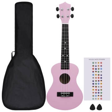 Set ukulele Soprano pentru copii, cu husă, roz, 23 - Img 2