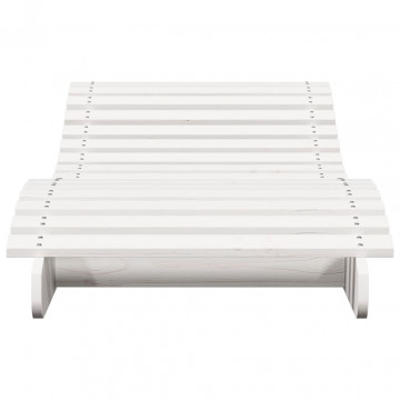 Șezlong, alb, 205x70x31,5 cm, lemn masiv de pin - Img 4
