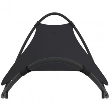 Șezlong balansoar cu roți din oțel și material textil, negru - Img 3