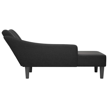 Sezlong cu cotieră dreaptă din material negru - Img 8