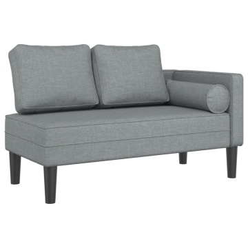 Șezlong cu perne, gri deschis, material textil - Img 2
