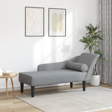 Șezlong cu perne, gri deschis, material textil - Img 1