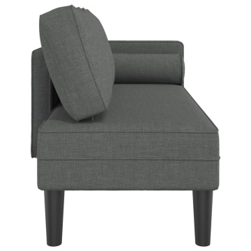 Șezlong cu perne, gri închis, material textil - Img 4