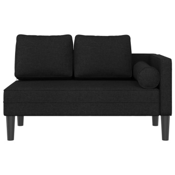 Șezlong cu perne, negru, material textil - Img 3