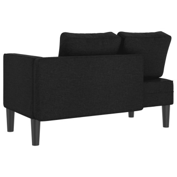 Șezlong cu perne, negru, material textil - Img 8