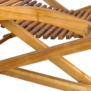 Șezlong cu suport pentru picioare din lemn de acacia - Img 6