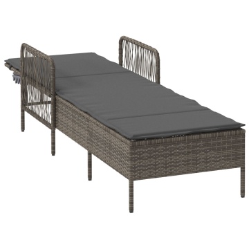 Șezlong Gri și gri închis Ratan PE 157 x 55 x 92 cm Șezlong - Img 4