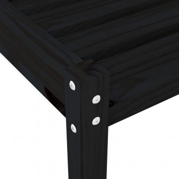 Șezlonguri, 2 buc., cu masă, negru, lemn masiv de pin - Img 8