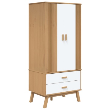 Șifonier OLDEN, alb/maro, 76,5x53x172 cm, lemn masiv pin - Img 2