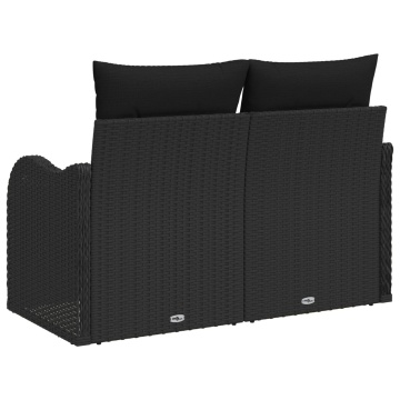 Sofa de grădină cu 2 locuri cu depozitare și perne Poli Rattan Negru - Img 3