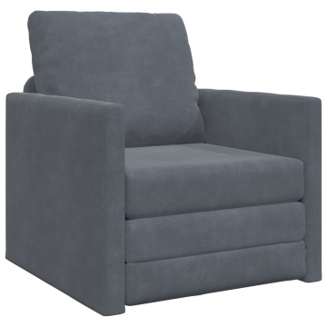 Sofa Floor Individual Convertibil Catifea 74x77x81 cm Gri Închis - Img 2