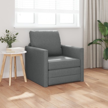 Sofa Pat 2 în 1 Gri Închis 74x77x81 cm Ţesătură - Img 1