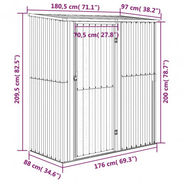 Șopron de grădină 180,5x97x209,5 cm oțel galvanizat aspect lemn - Img 6