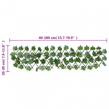 Spalier frunze struguri artificiale extensibil, verde 180x30 cm - Img 5
