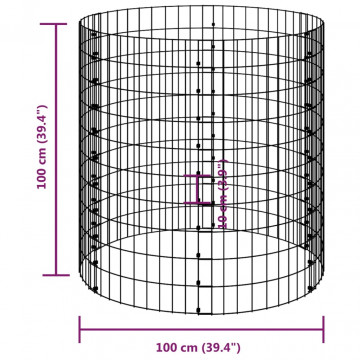 Stâlp de gabion, Ø100x100 cm, oțel galvanizat, circular - Img 6