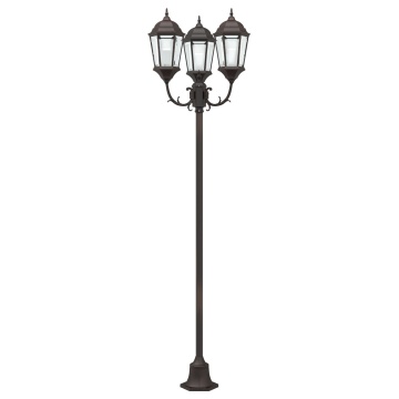 Stâlp de iluminat pentru grădină 3-lămpi E27 Bronz 220 cm Aluminiu - Img 3