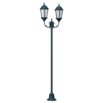 Stâlp de lumină pentru grădină cu 2 lămpi E27 Verde 220 cm Aluminiu - Img 2