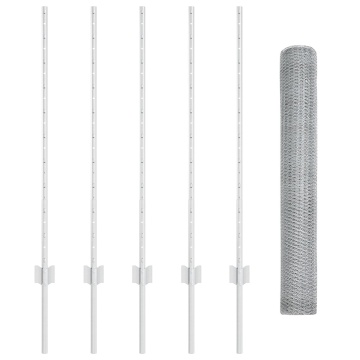 Stâlpi de Gard 10 buc U-Canal 100 cm Oțel Galvanizat, Gard Hexagonal 1x10 m Oțel Galvanizat - Img 2