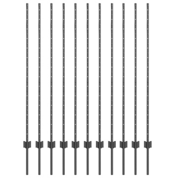 Stâlpi de gard 22 pcs U-Channel Gri 140 cm Oțel - Img 2