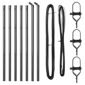 Stâlpi de gard 7 buc Gri Ø32 mm 120 cm Oțel galvanizat - Img 2