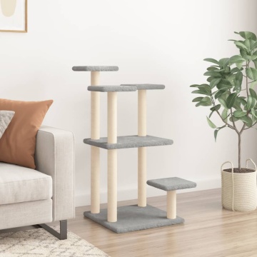 Stâlpi zgâriat pentru pisici cu platforme, gri deschis, 98,5 cm - Img 3