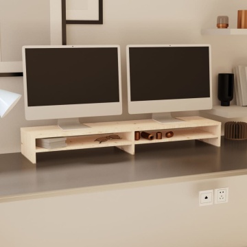 Stand pentru monitor, 100x24x13 cm, lemn masiv de pin - Img 3