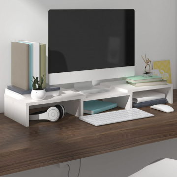 Stand pentru monitor, alb, 60x24x10,5 cm, lemn masiv de pin - Img 1