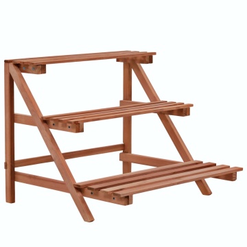 Stativ de plante cu 3 rafturi, lemn de cedru, 48x45x40 cm - Img 1