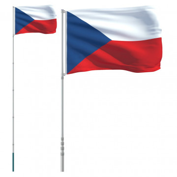 Steag Cehia și stâlp din aluminiu, 5,55 m - Img 2