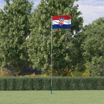 Steag Croația și stâlp din aluminiu, 5,55 m - Img 1