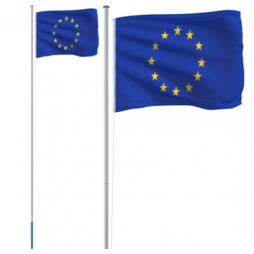 Steag Europei și stâlp din aluminiu, 6,23 m - Img 2