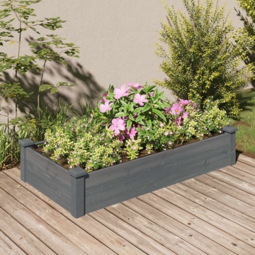 Strat grădină înălțat cu căptușeală gri 120x60x25 cm lemn brad - Img 1
