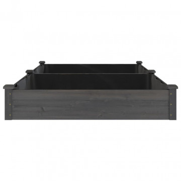 Strat grădină înălțat cu căptușeală gri 240x120x25cm, lemn brad - Img 8