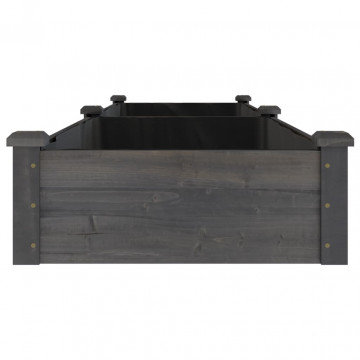 Strat grădină înălțat cu căptușeală gri 240x60x25 cm, lemn brad - Img 8