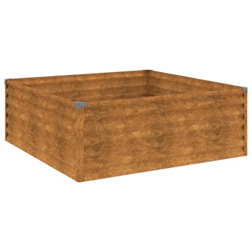 Strat înălțat de grădină, 100x100x36 cm, oțel corten - Img 2
