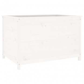 Strat înălțat de grădină, alb, 119,5x82,5x78 cm, lemn masiv pin - Img 2