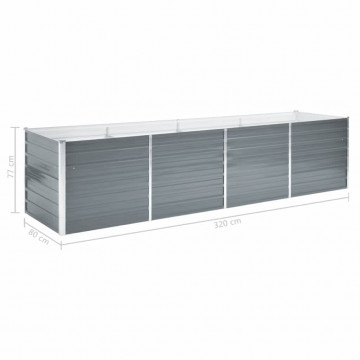 Strat înălțat de grădină, gri, 320x80x77 cm, oțel galvanizat - Img 6