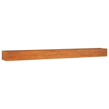 Strat înălțat de grădină, ruginiu, 600x80x45 cm, oțel corten - Img 2