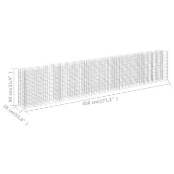Strat înălțat gabion, 450 x 30 x 90 cm, oțel inoxidabil - Img 6