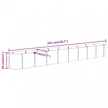 Strat înălțat grădină gri 332x40x36cm oțel vopsit electrostatic - Img 5