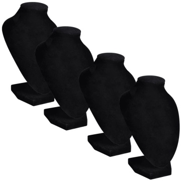 Suport bijuterii flanel pentru colier, negru, 9 x 8,5 x 15 cm, 4 buc - Img 2